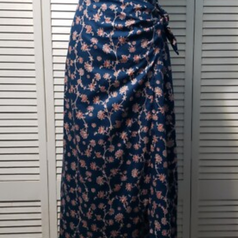 Floral Navy Wrap Skirt